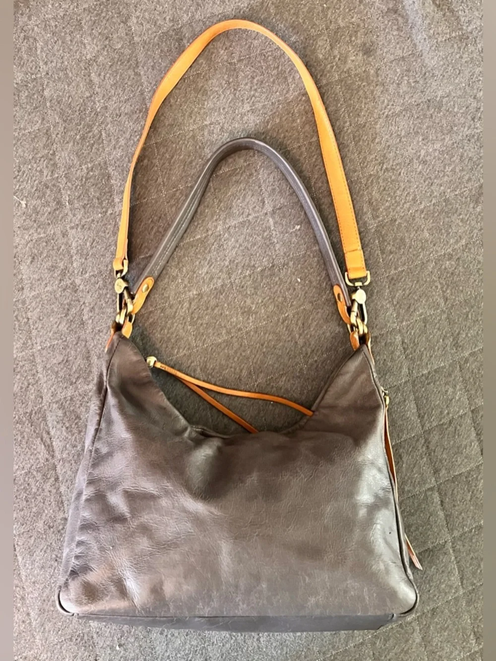 HOBO Delilah Gray Leather Convertible Satchel Hobo Bag Orig $288